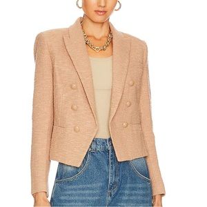 L’AGENCE Brooke Double Breasted Cropped tweed blazer